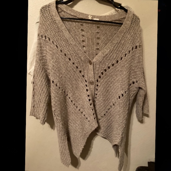 Anthropologie Sweaters - Moth Vintage Brown Sweater Button Uneven hem Sweater Knit Woven Top Wool